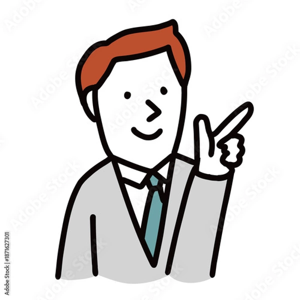 Obraz 指をさす企業で働くビジネスマン　イラストアバター