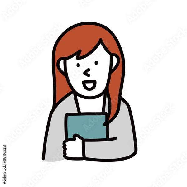 Obraz ファイルを持った女性　企業で働くビジネスマン　イラストアバター