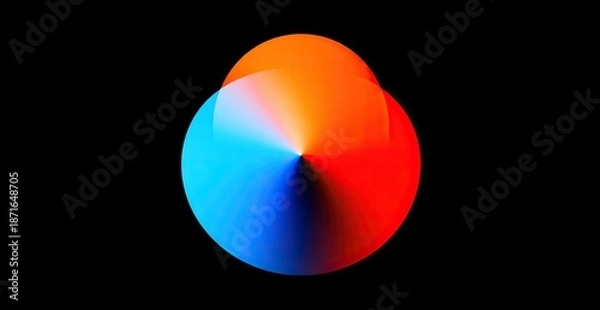 Obraz Gradient spheres overlay, blue, red, orange blend on solid black background