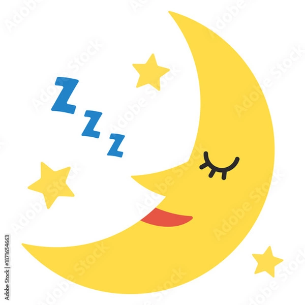 Fototapeta 眠る三日月のイラスト