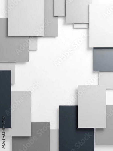 Fototapeta 様々な灰色調の四角形が配置された抽象的な背景デザイン