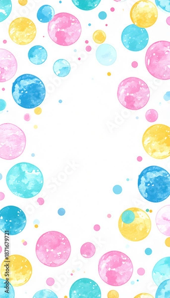 Obraz ポップな背景、かわいいイラスト素材（水玉模様）