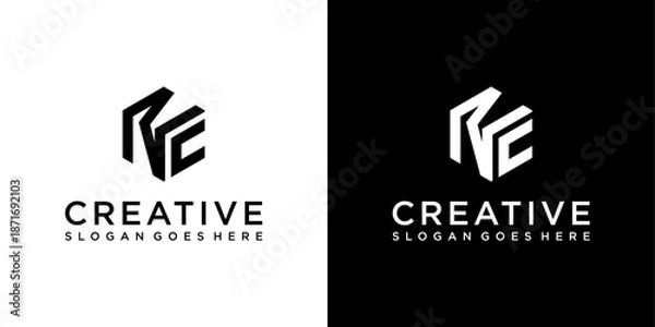 Fototapeta NC or CN initial letter logo design vector.