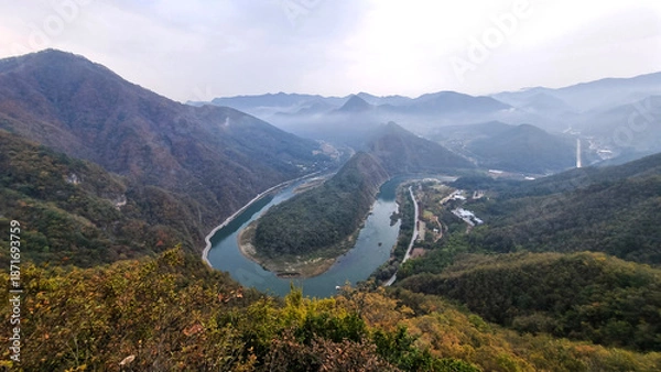 Obraz 한국에 있는 가을 동강 풍경