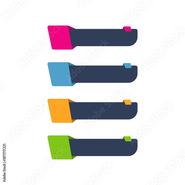 Obraz Creative Progress Bar UI Elements with Folded Flat Design Style