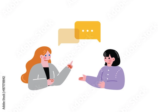 Fototapeta 欧米人女性と英語で会話する日本人女性