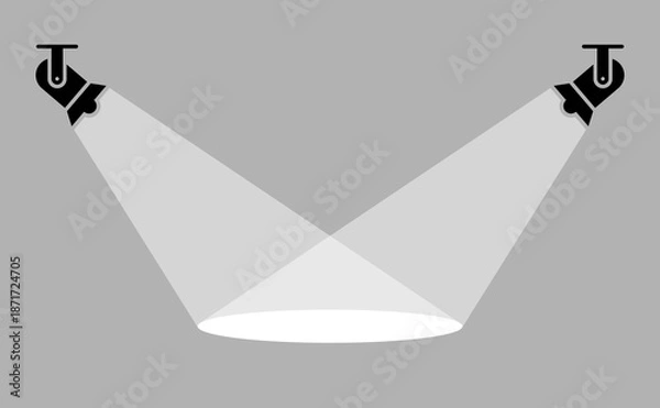 Obraz Two spotlights casting intersecting beams on stage