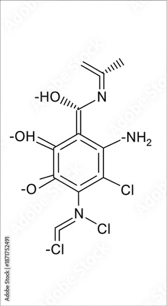 Obraz Chemical Structure of a Complex Organic Compound with Multiple Functional Groups.