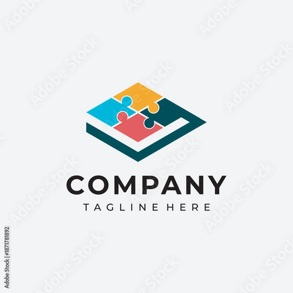 Obraz simple and  modern PUZLE BOOK logo design template elements