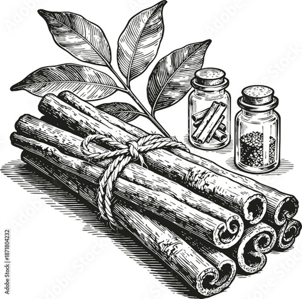 Obraz Ceylon cinnamon stickes on white background
