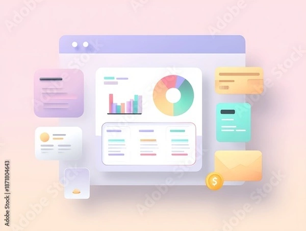 Obraz Fintech Interface with Account Summary and Top Text Area