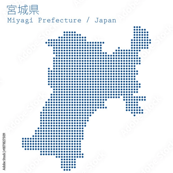 Obraz イラスト素材：日本地図　宮城県ベクターイラストマップ	
