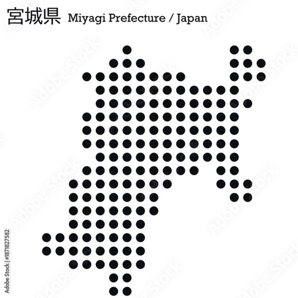 Obraz イラスト素材：日本地図　宮城県ベクターイラストマップ	
