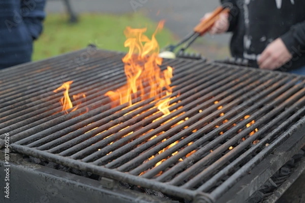 Obraz バーベキューで燃える炭