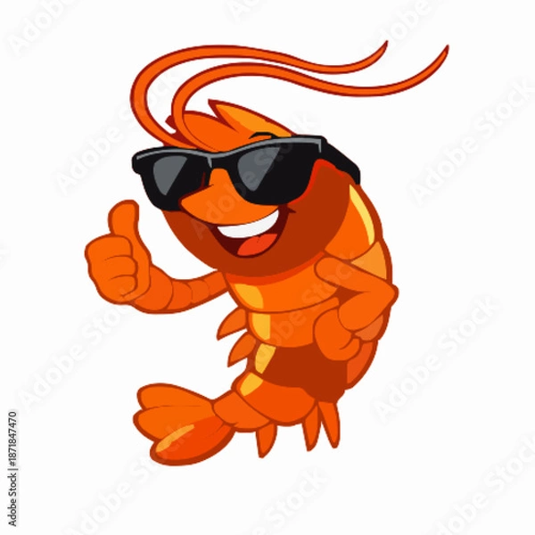 Obraz Shrimp vector clipart art illustration solid white background 