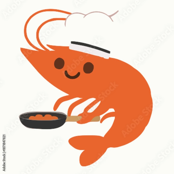 Obraz Shrimp vector clipart art illustration solid white background 
