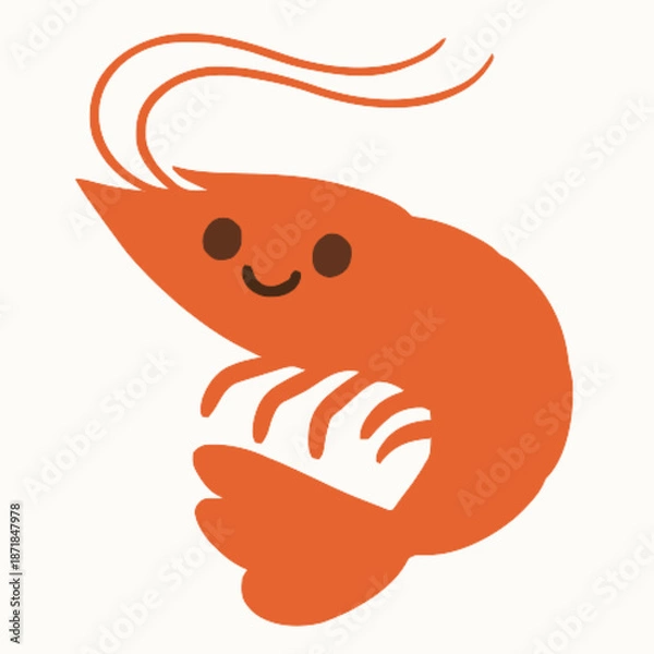 Obraz Shrimp vector clipart art illustration solid white background 