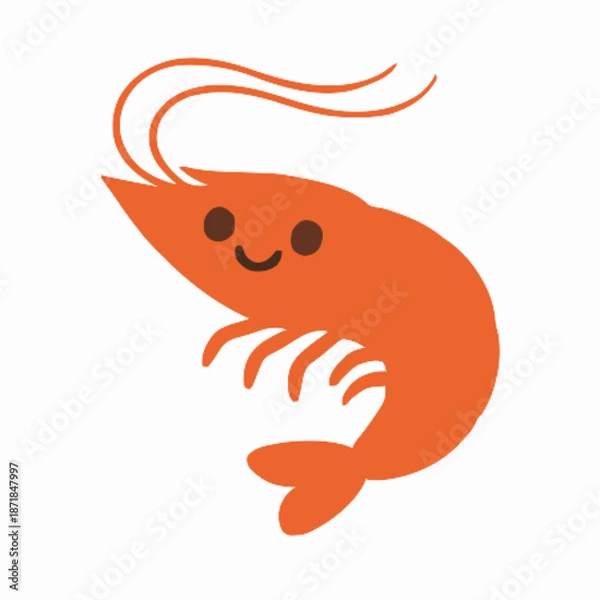 Obraz Shrimp vector clipart art illustration solid white background 