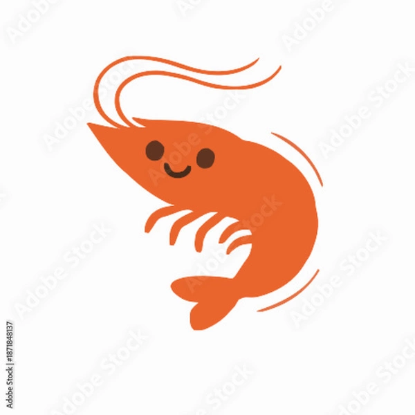 Obraz Shrimp vector clipart art illustration solid white background 