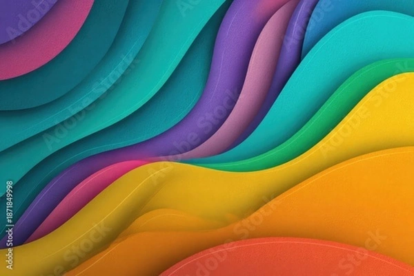 Obraz Vibrant rainbow colored wavy layered abstract background design
