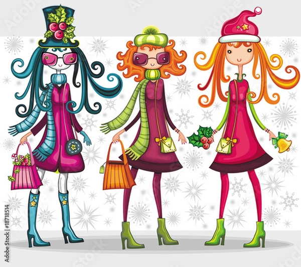 Obraz Fashion Christmas girls set