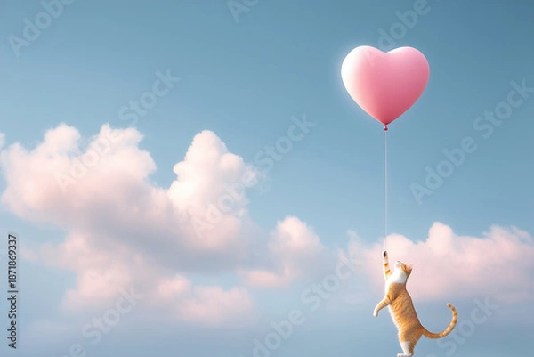 Obraz 風船を捕まえる猫