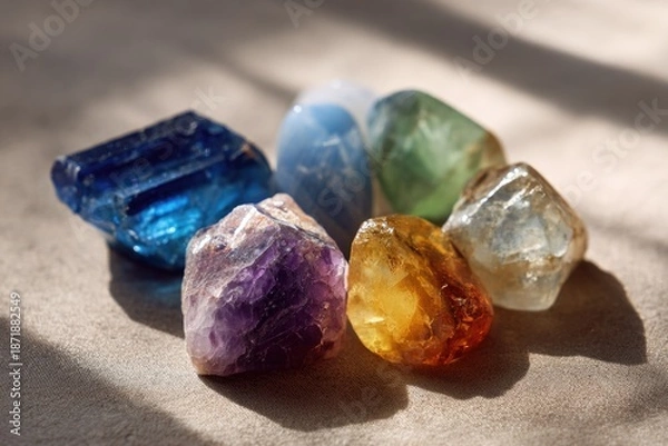 Obraz Colorful crystals on table