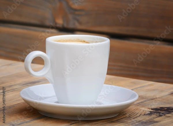 Obraz White coffee cup on a blurred background