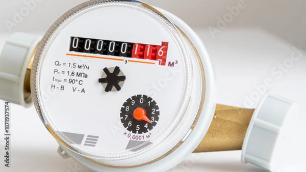 Obraz Hot water meter on the table