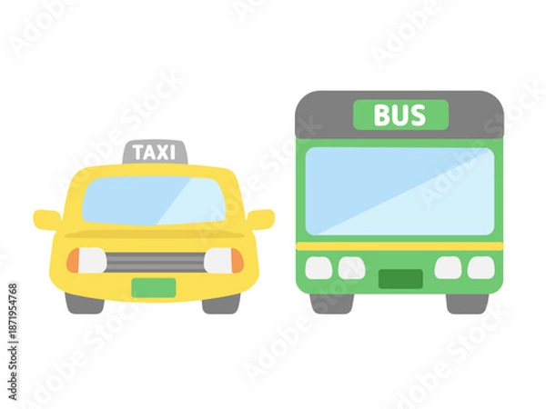 Obraz タクシーとバスのイラスト