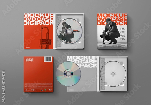 Obraz DVD Case Mockup – Digipack Flat Lay (6 Objects)