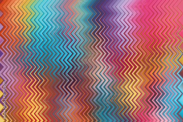 Obraz Dynamic Zigzag Vertical Lines in a Vibrant Rainbow Spectrum Geometric Pattern Background