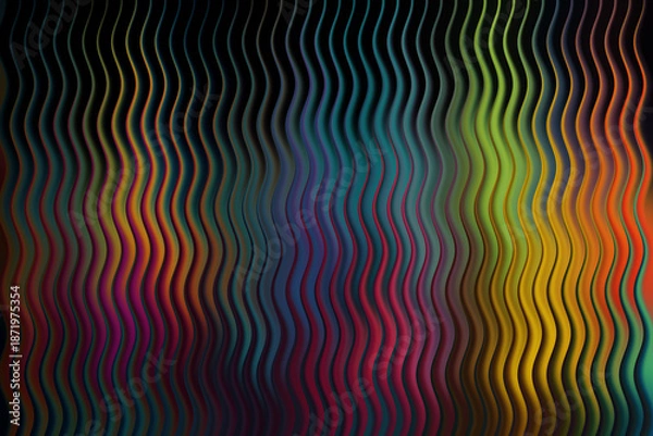 Obraz Multi Colored Glowing Wavy Lines on Black Background Creative Neon Pattern
