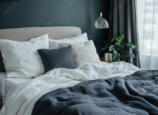 Obraz bed with pillows