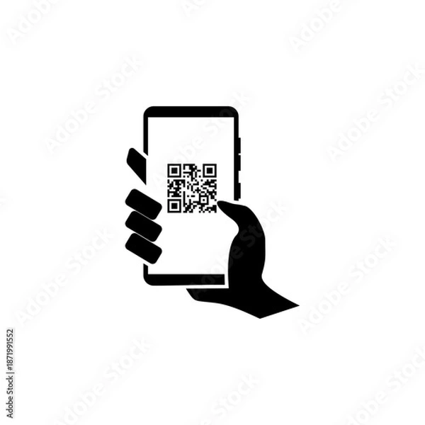 Obraz QR Code Scanning Icon on Smartphone for Digital Payment and Mobile App Vector
