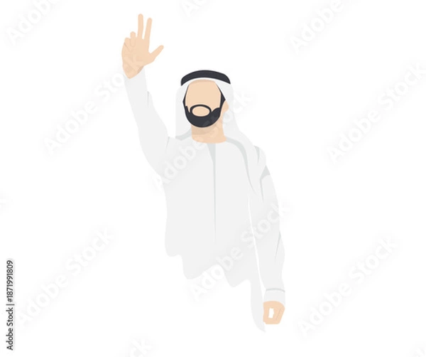Obraz Arab Man Waving Illustration