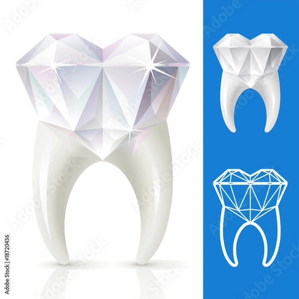 Obraz Teeth strong, as diamond. Vector tooth in the shape of diamond