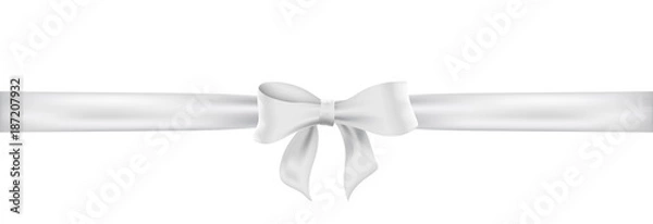 Obraz Weiß Schleife. White satin ribbon and bow vector illustration.
