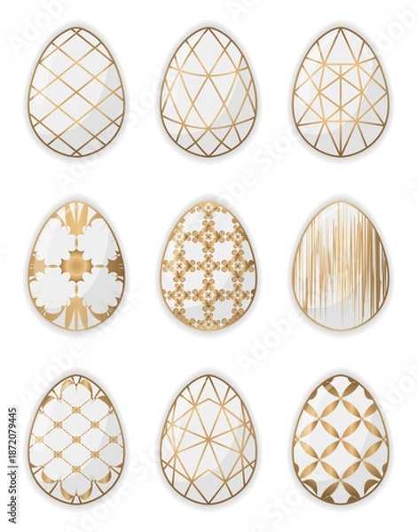 Fototapeta Luxury golden patterned Easter eggs set
