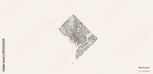 Obraz Vector map of Washington D.C.
