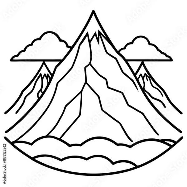 Fototapeta Mount Olympus line art vector
