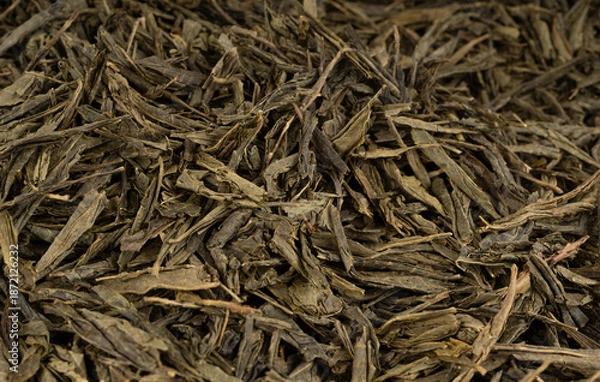 Obraz Green tea leaves macro textured background