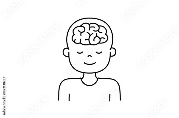 Obraz 瞑想をする人の脳のイラスト