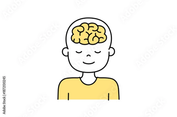 Obraz 瞑想をする人の脳のイラスト