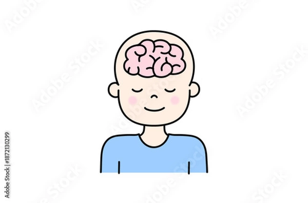 Obraz 瞑想をする人の脳のイラスト