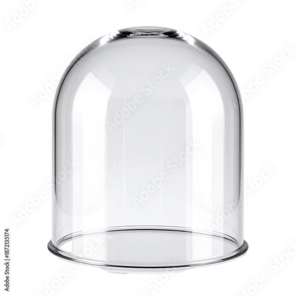 Obraz Transparent glass dome on black background, casting soft reflections