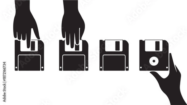 Obraz Hands Transferring Floppy Disks