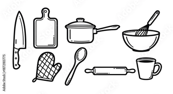 Obraz Essential kitchen utensils and tools