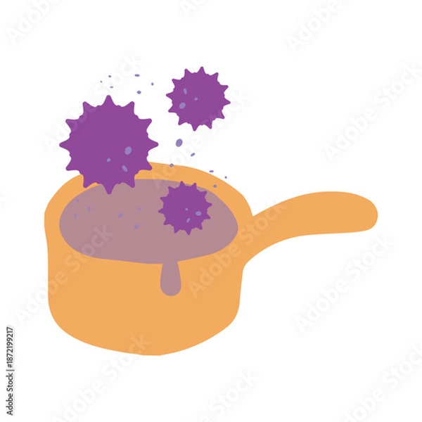 Obraz 菌が繁殖した危険な片手鍋のイラスト