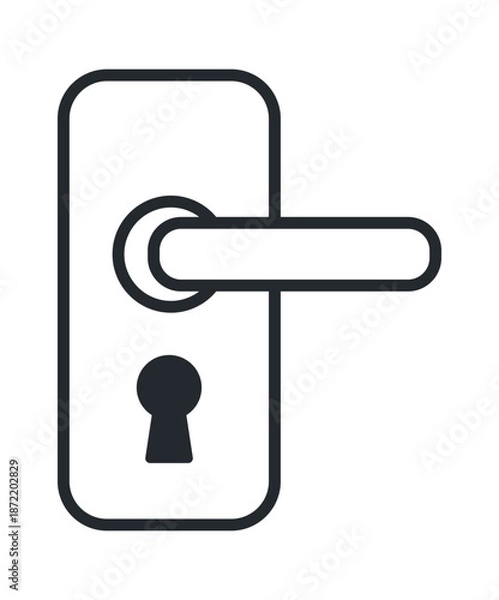 Obraz A modern door handle with a circular lock keyhole, emphasizing simplicity and functionality.